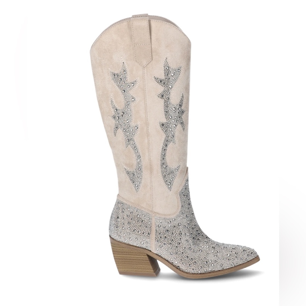Steve Madden Silver Cream Heeled Boots